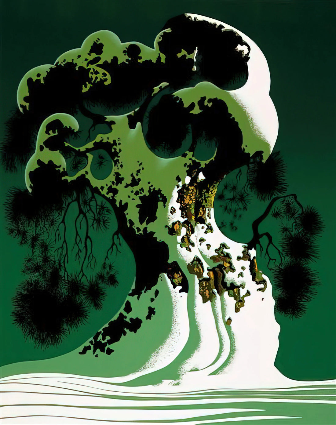 Eyvind Earle Original for Sale: A Collector's Guide to Acquiring His Iconic Works - Snow Covered Bonsai by Eyvind Earle