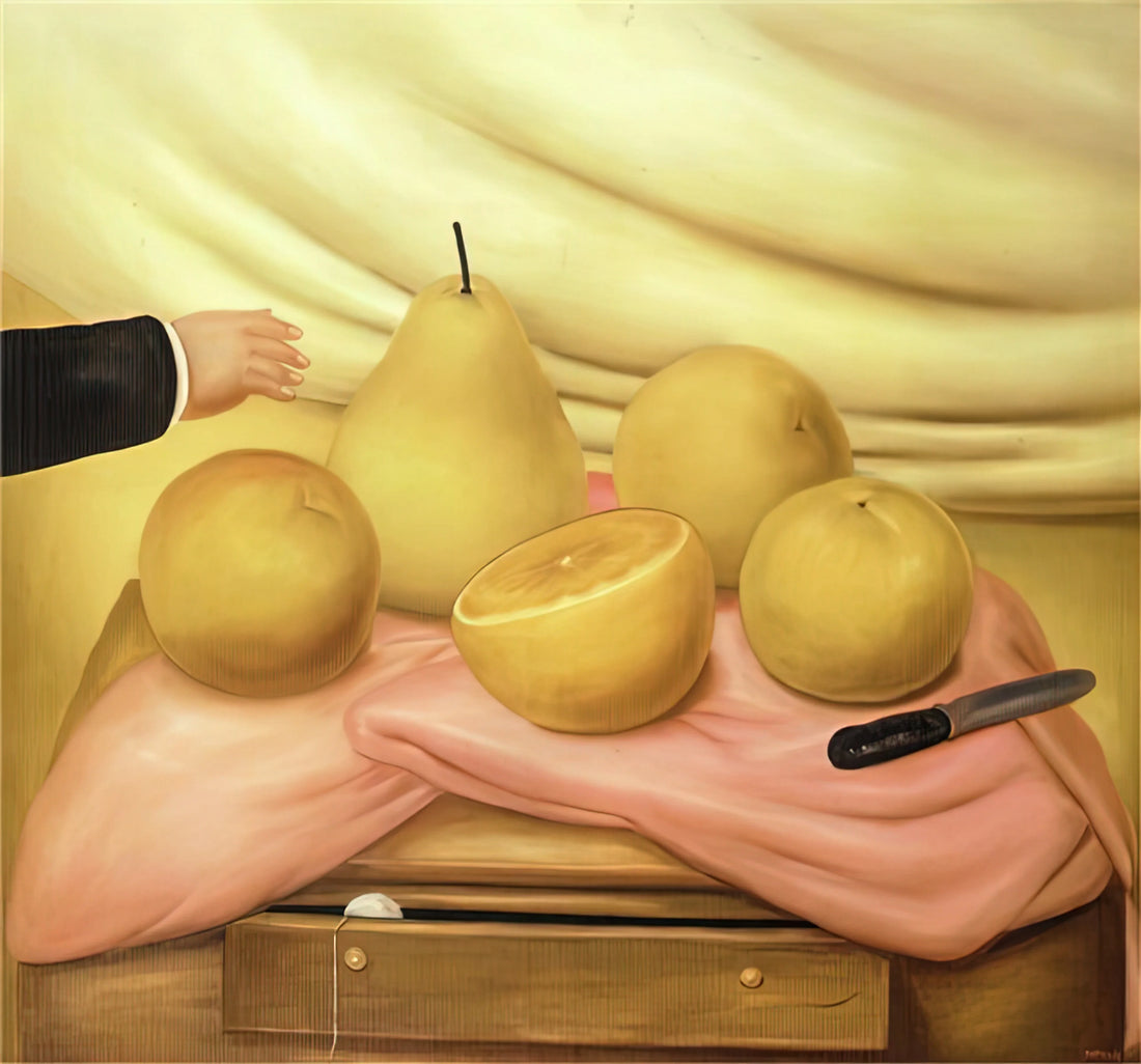 Fernando Botero Artwork: Exploring the Monumental World of Colombia's Master Painter - STILL LIFE WITH FRUITS by Fernando Botero