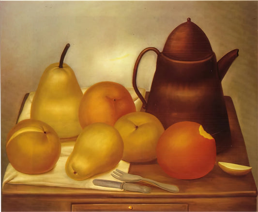 Fernando Botero Canvas: A Guide to the Colombian Master's Monumental Art - STILL LIFE WITH COFFEE POT by Fernando Botero