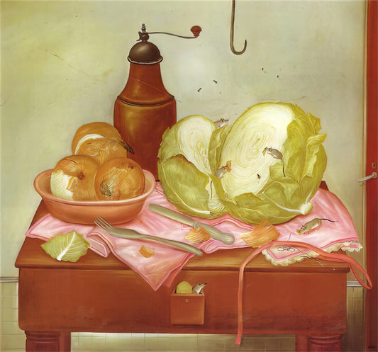 Fernando Botero: The Painter and Sculptor Who Redefined Volume and Form - KITCHEN TABLE 1 by Fernando Botero