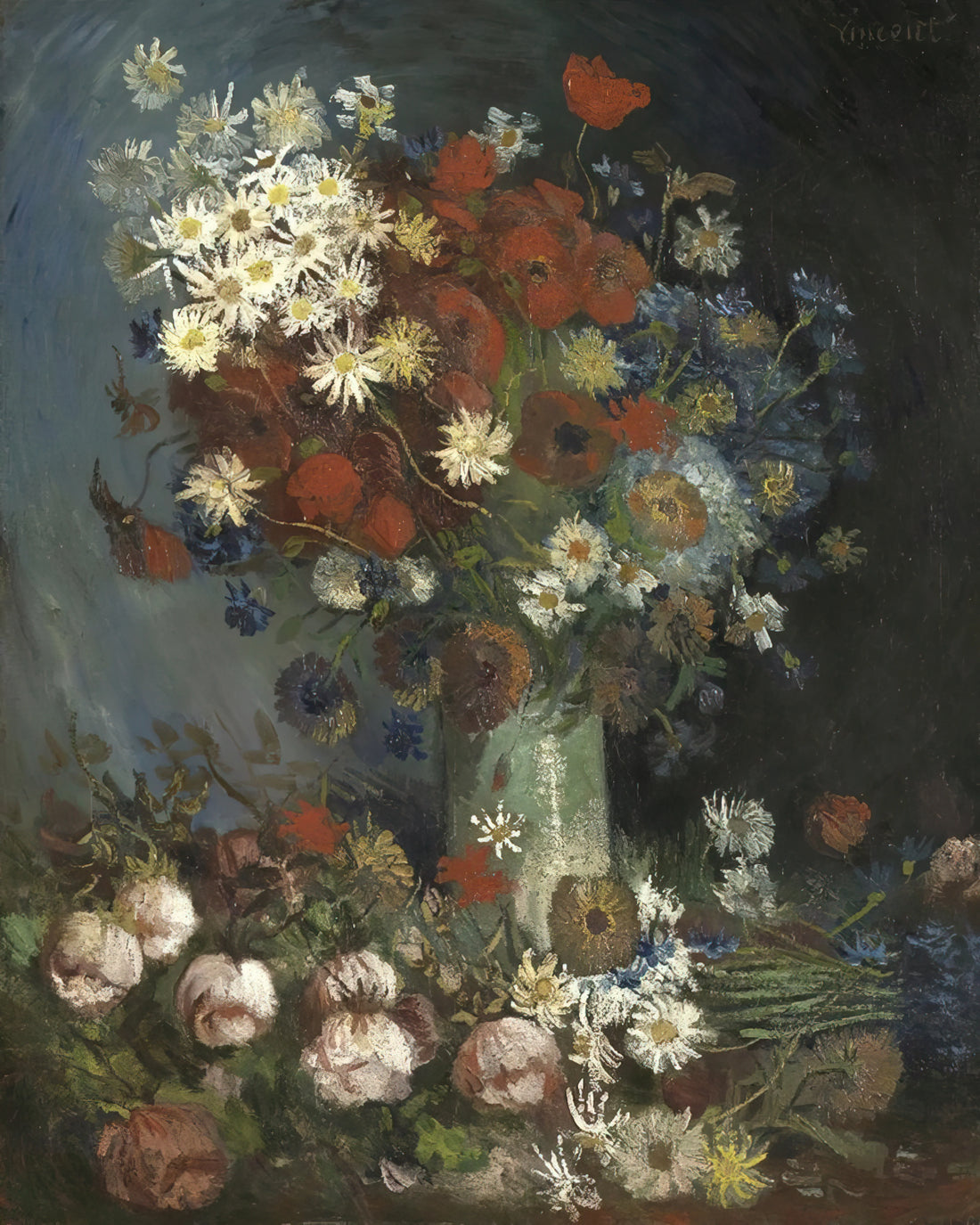 First Steps After Millet: The Evolution of Rural Realism in 19th-Century Art - Still life with meadow flowers and roses by Vincent van Gogh