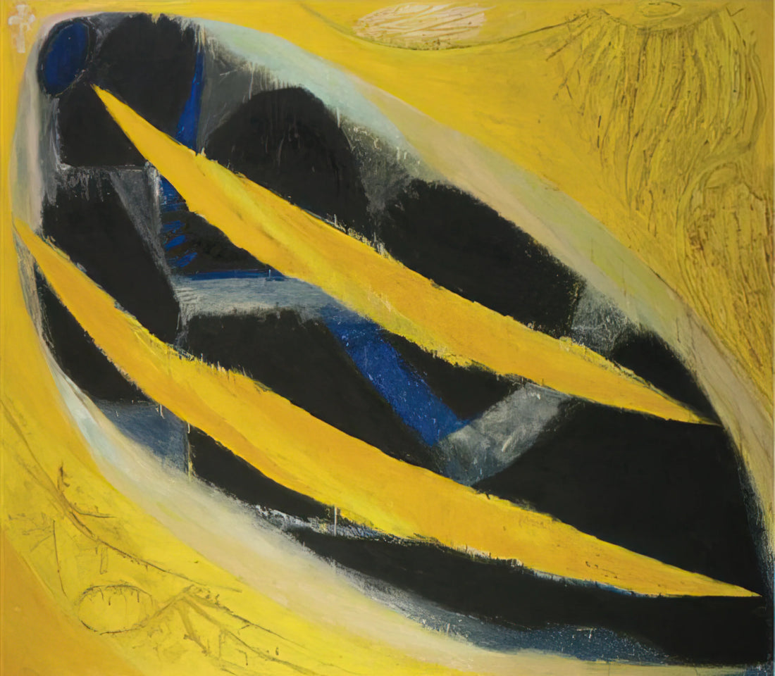 Frank Lobdell Acrylic Print: Capturing the Abstract Expressionist's Legacy - Dark Presence III, Yellow - 1963 by Frank Lobdell