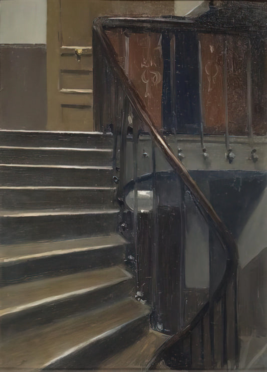 From the Williamsburg Bridge: Edward Hopper's Urban Solitude and Architectural Poetry - Stairway at 48 rue de Lille, Paris by Edward Hopper