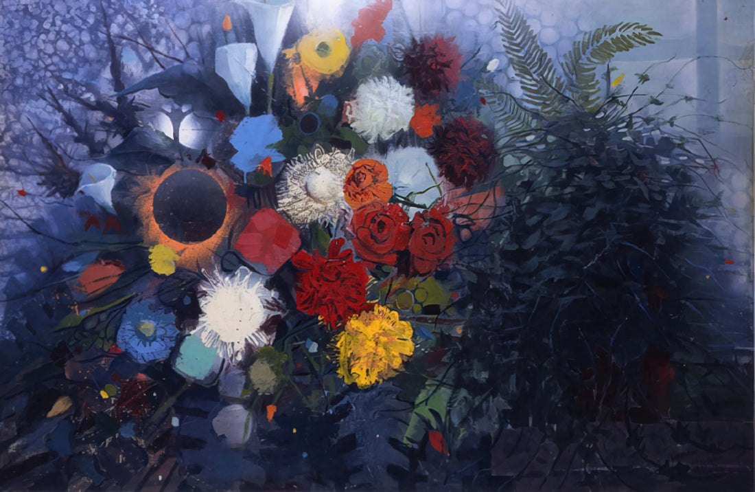 Gebre Kristos Desta Framed Canvas Print: A Collector's Guide to Ethiopia's Modern Master - Flowers No. 1 - 1975 by Gebre Kristos Desta