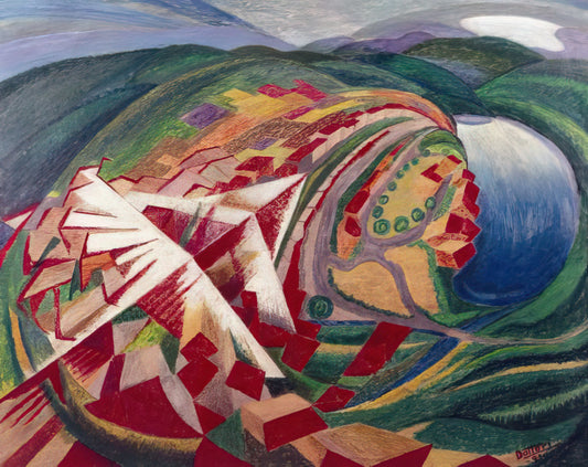 Gerardo Dottori Reproductions: Capturing the Aeropainting Vision in Museum-Quality Prints - Volo su paese o Studio per A 300 Km sulla città - 1930 by Gerardo Dottori