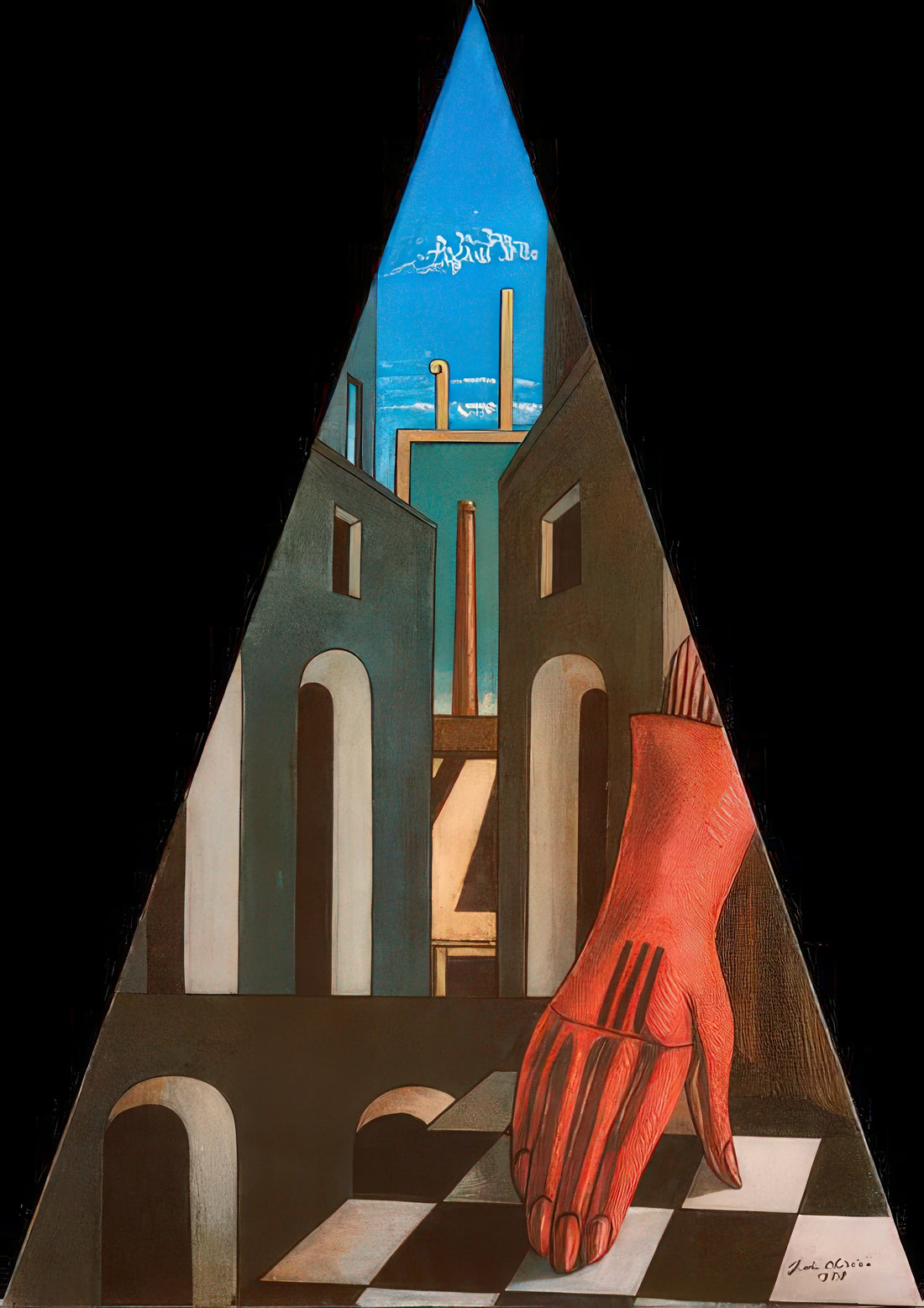 Giorgio de Chirico Brushed Aluminum Print: A Modern Homage to Metaphysical Art - METAPHYSICAL TRIANGLE 1958 by Giorgio de Chirico