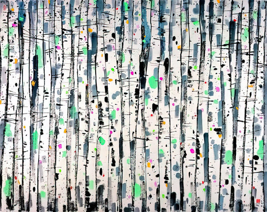 Guanzhong Wu: The Master of Chinese Ink and Wash Painting - White Poplar Woods - Abstract Expressionism, Ink and wash painting by Wu Guanzhong