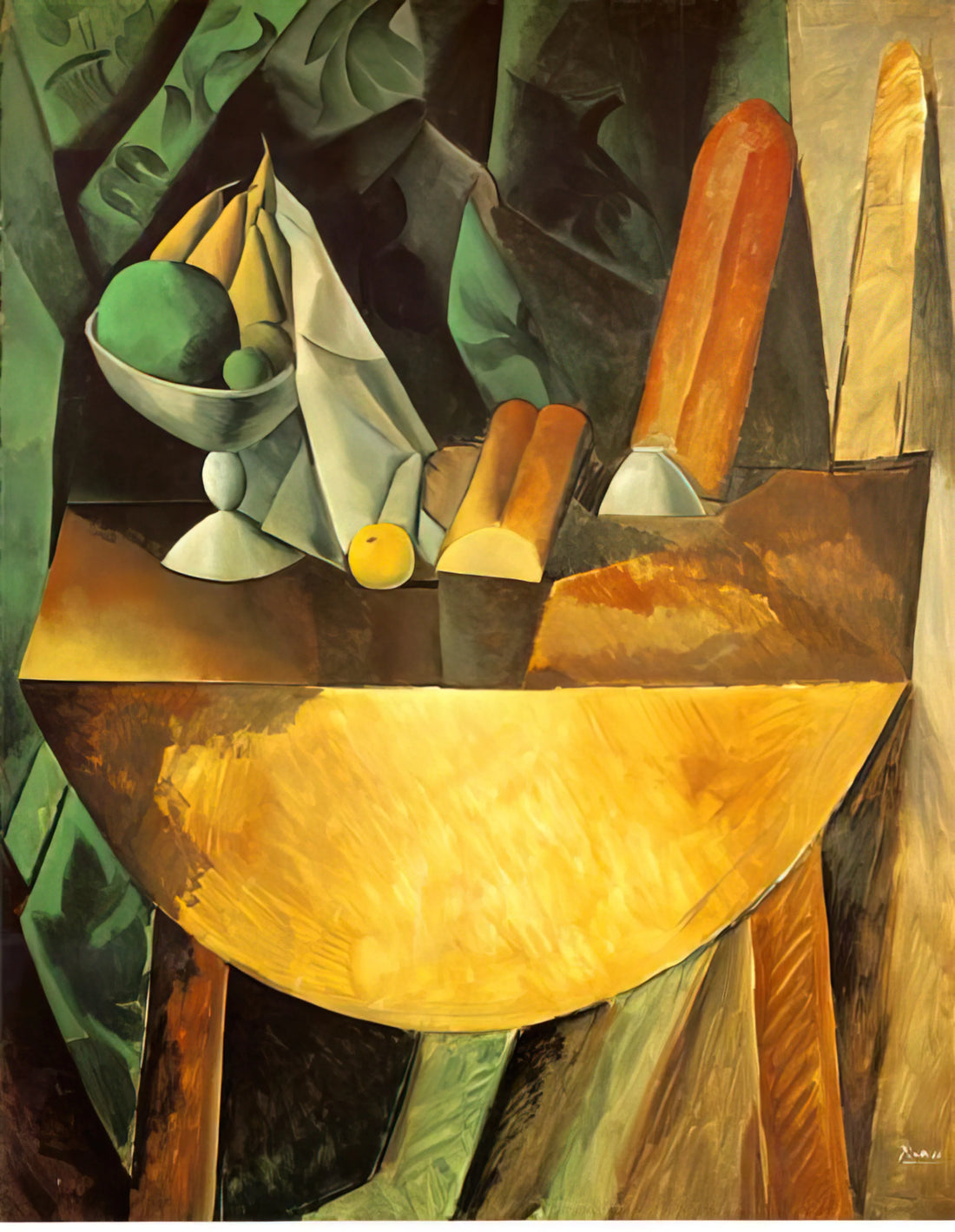 Guillaume Apollinaire & Picasso: The Revolutionary Friendship That Shaped Modern Art - Bread and dish with fruits on the table by Pablo Picasso