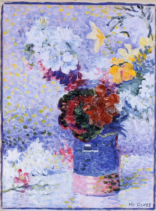 Henri Edmond Cross Paintings: The Luminous Legacy of a Neo-Impressionist Master - Flowers in a Glass by Henri-Edmond Cross