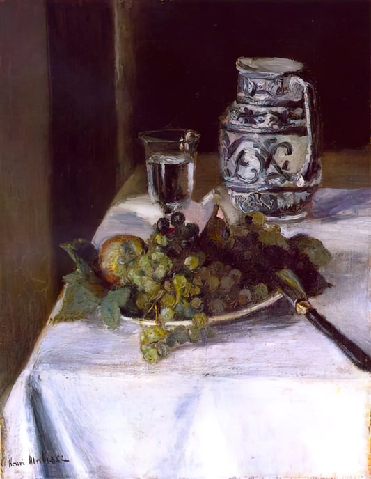 Henri Matisse Blue: The Revolutionary Color That Defined Modern Art - STILL LIFE WITH GRAPES 1896 by Henri Matisse