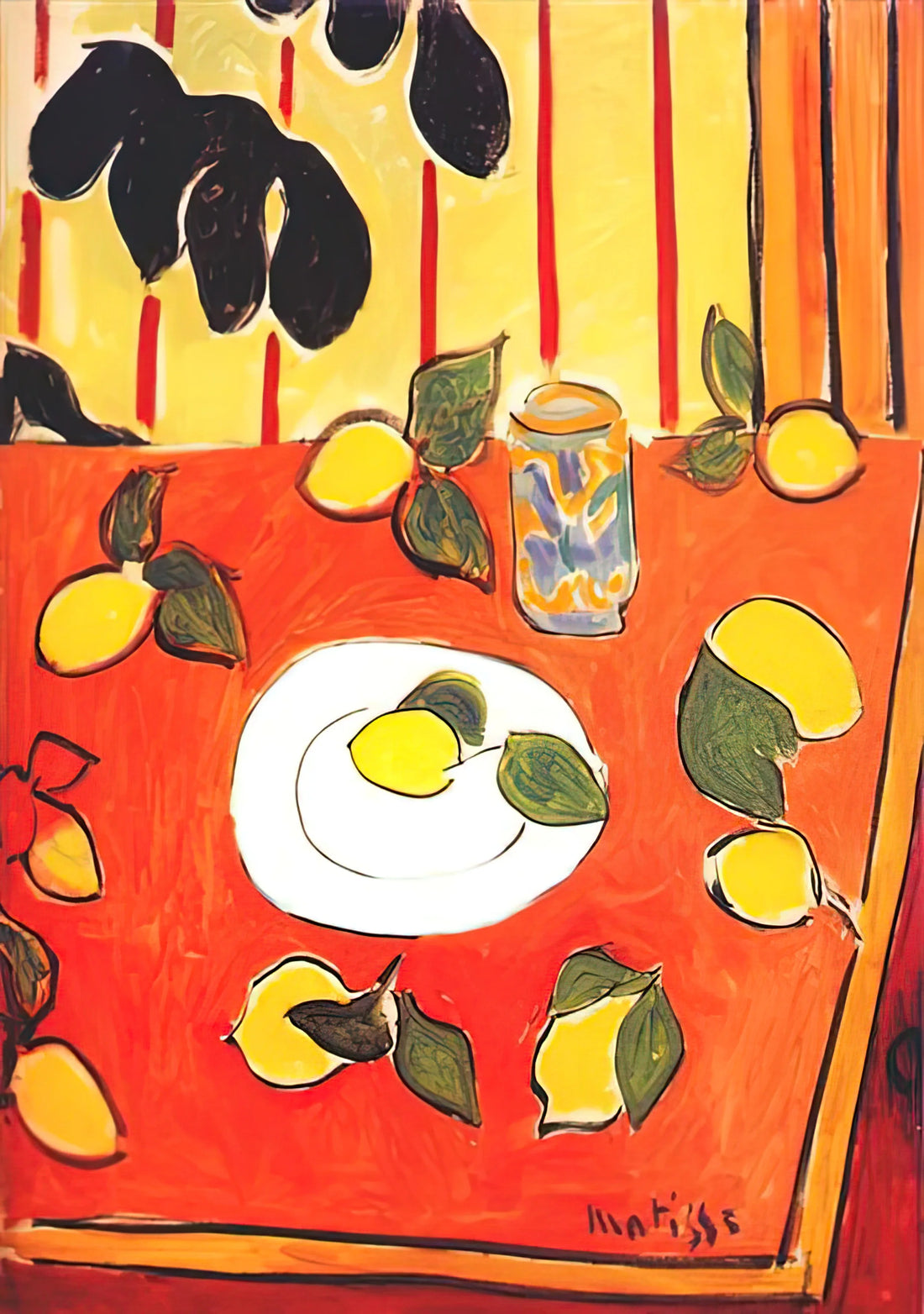Henri Matisse Composition: The Master's Revolutionary Approach to Color and Form - BLACK PHILODENDRON AND LEMONS 1943 by Henri Matisse