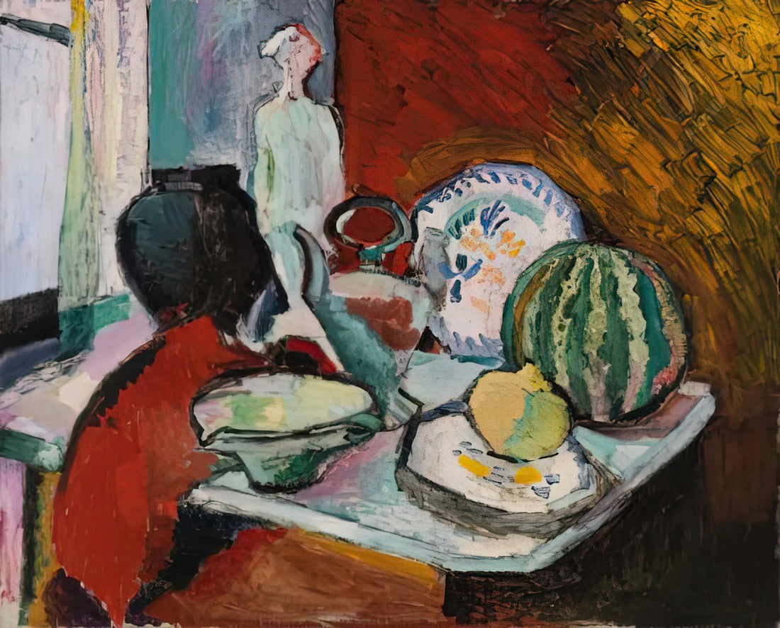 Henri Matisse Etchings: The Master's Intimate Exploration of Line and Form - DISHES AND MELON 1907 by Henri Matisse