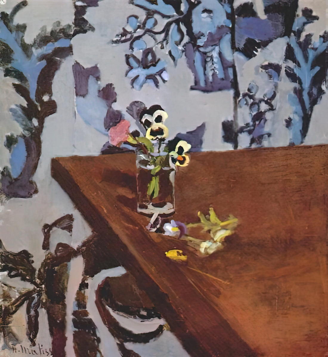 Henri Matisse Ink Drawings: The Essential Line of Modernism - PANSIES ON A TABLE 1919 by Henri Matisse