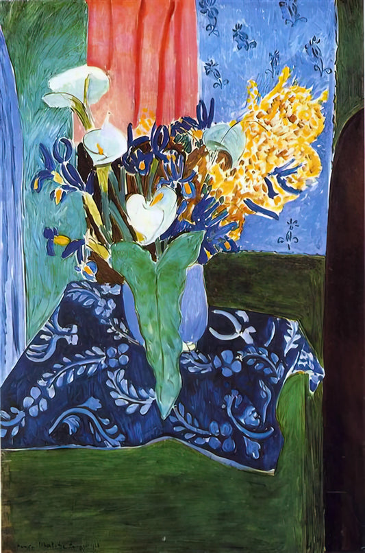 Henri Matisse Nuit de Noël: A Masterpiece of Color and Spiritual Expression - CALLA LILIES IRISES AND MIMOSAS 1913 by Henri Matisse