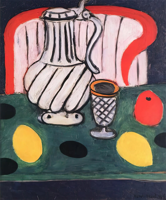 Henri Matisse's Tree of Life Print: Symbolism, Style, and Collecting Insights - TIN PITCHER LEMON AND ARMCHAIR 1939 by Henri Matisse