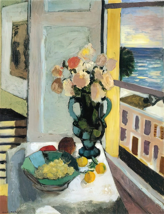 Henri Matisse's 'The Pink Studio': A Masterpiece of Color and Composition - FLOWERS IN FRONT OF A WINDOW 1922 by Henri Matisse
