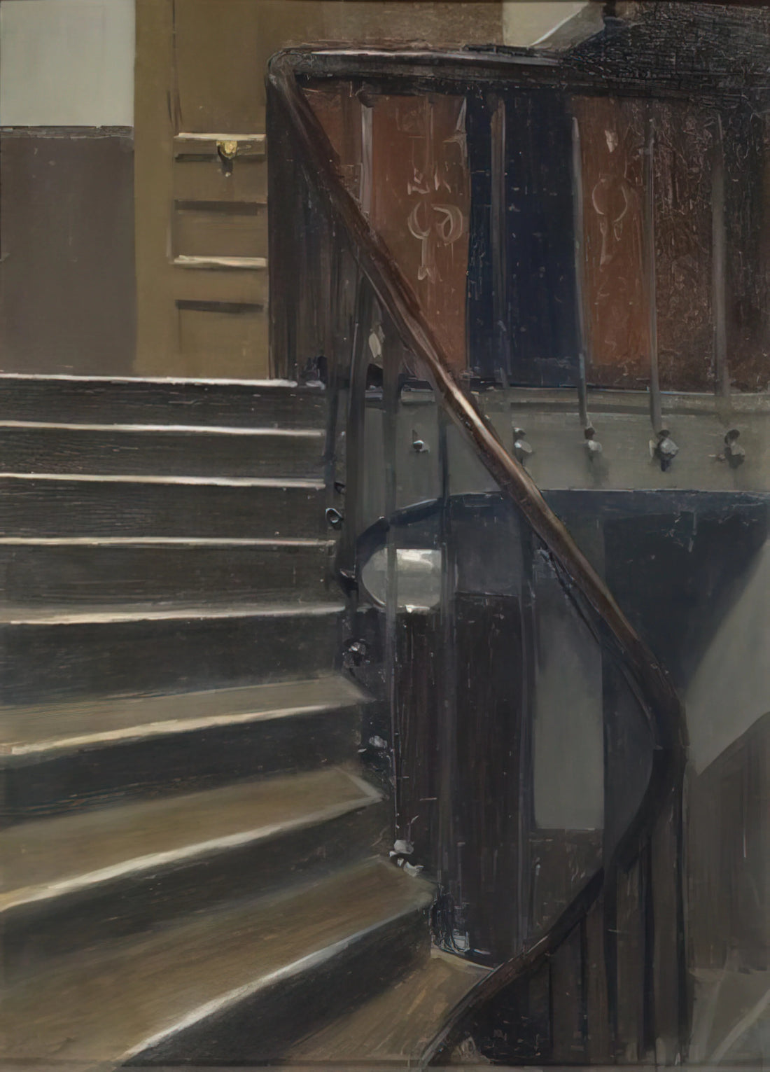 Hopper Nighthawks Poster: The Iconic American Scene in Your Home - Stairway at 48 rue de Lille, Paris by Edward Hopper