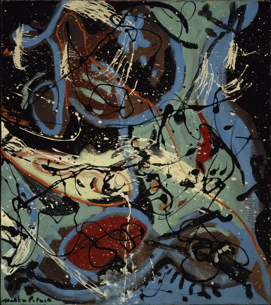 Jackson Pollock Red Painting: The Fiery Heart of Abstract Expressionism - COMPOSITION WITH POURING II by Jackson Pollock
