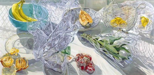 Janet Fish Acrylic Print: A Vibrant Exploration of Light, Color, and Still Life - WHITE TULIPS 1999 by Janet Fish