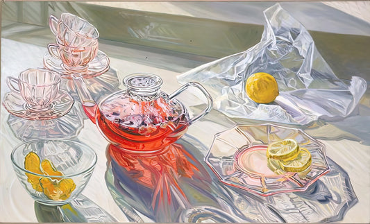 Janet Fish Framed Canvas Print: A Guide to Collecting Her Vibrant Still Life Art - HERB TEA 1995 by Janet Fish