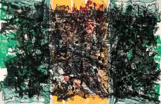 Jean-Paul Riopelle Brushed Aluminum Print: A Modernist Masterpiece Reimagined - Triptyque orange by Jean-Paul Riopelle