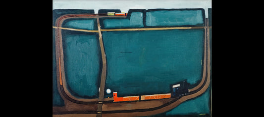 Jerzy Nowosielski Prints: Exploring the Spiritual Geometry of a Polish Master - NARROW GAUGE RAILWAY IN THE MOUNTAINS 1963 by Jerzy Nowosielski
