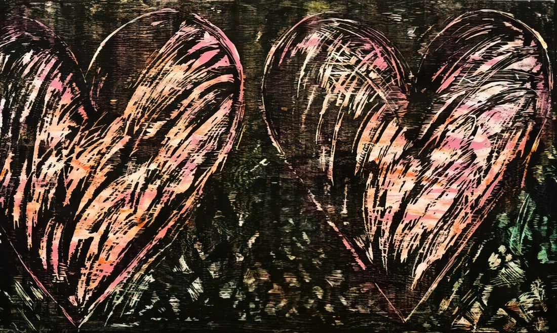 Jim Dine Heart Prints: A Symbolic Journey Through Pop Art and Personal Expression - TWO HEARTS IN A FOREST 1981 by Jim Dine