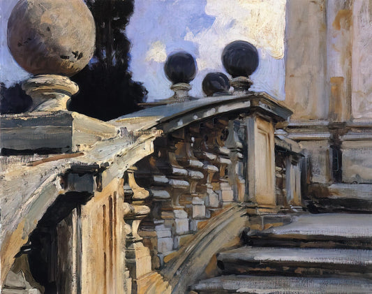 John Singer Sargent Portraits: Mastery of Character and Light in Gilded Age Art - The Steps of the Church of S. S. Domenico-e-Siste in Rome by John Singer Sargent