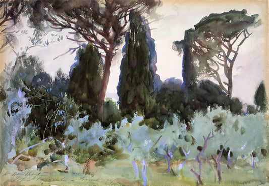 John Singer Sargent Watercolor: The Master's Fluid Brilliance in Pigment and Light - Landscape near Florence by John Singer Sargent