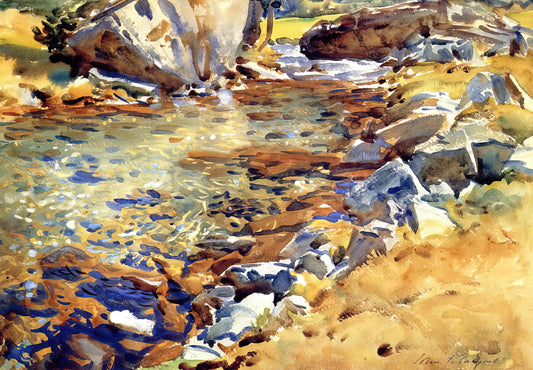 John Singer Sargent: The Master of Portraiture and Light - Brook among Rocks by John Singer Sargent