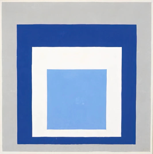 Josef Albers Homage to the Square Prints: A Collector's Guide to Color Theory Masterpieces - HOMAGE TO THE SQUARE BLUE WHITE GREY 1951 by Josef Albers