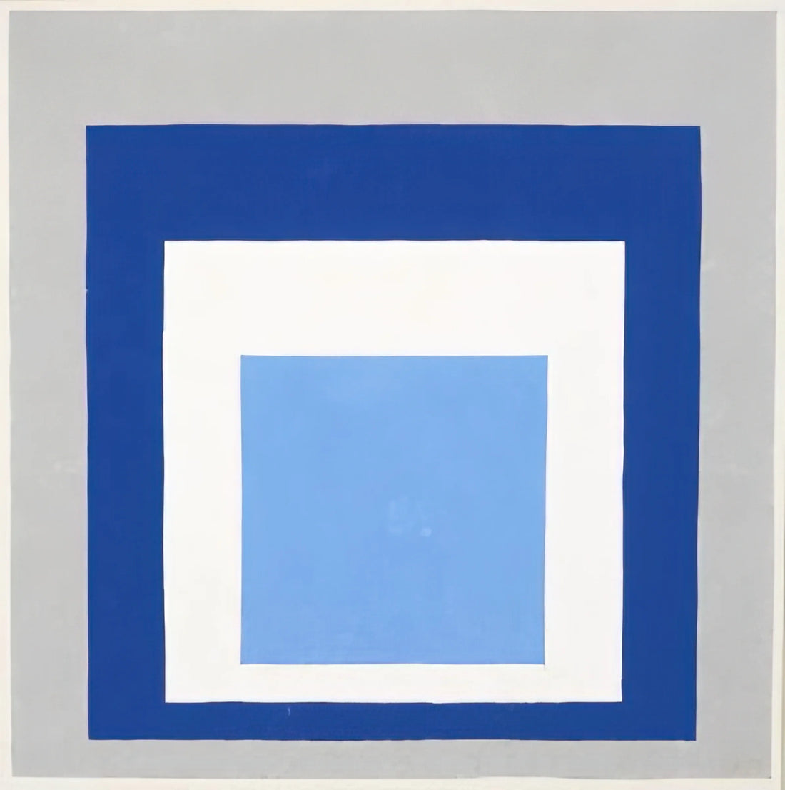 Josef Albers Reproduction: A Guide to Authentic Homage to the Square Prints - HOMAGE TO THE SQUARE BLUE WHITE GREY 1951 by Josef Albers