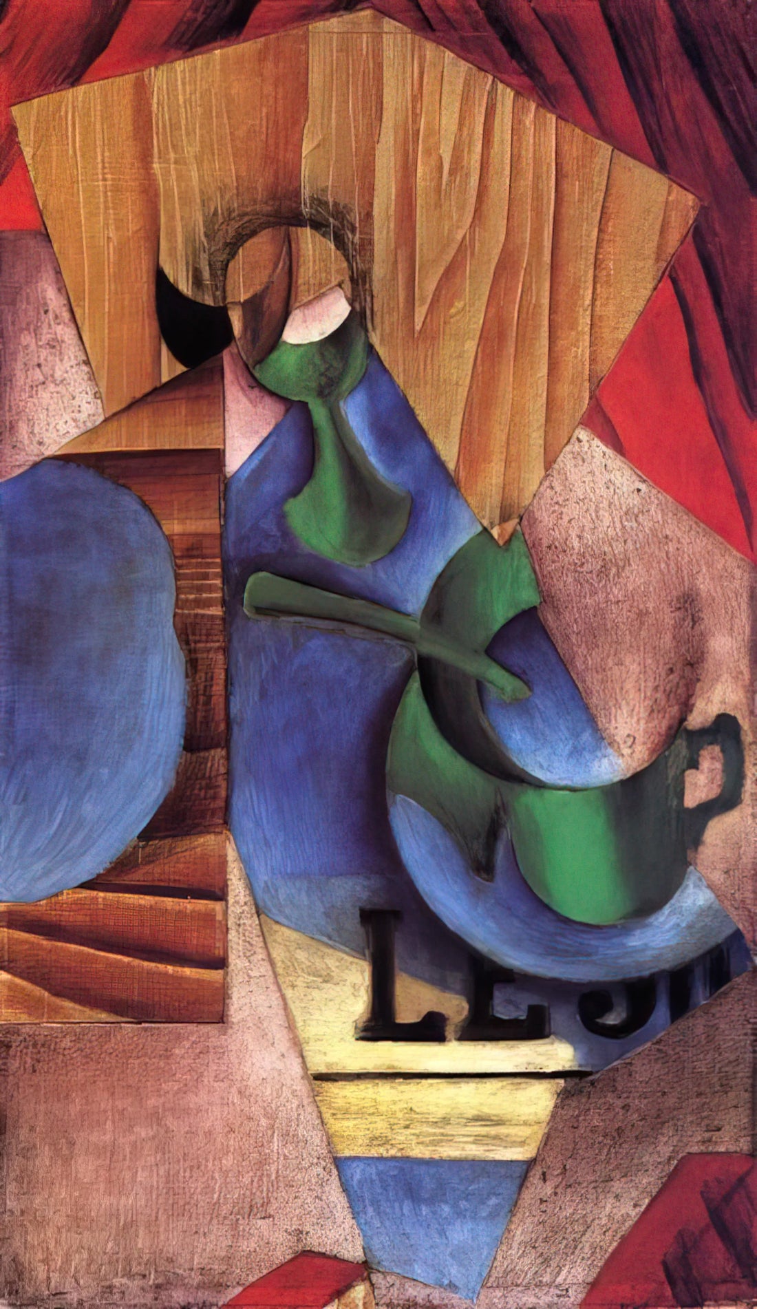 Juan Gris Collage: The Analytical Mind of Synthetic Cubism - GLASS CUP AND NEWSPAPER 1913 by Juan Gris