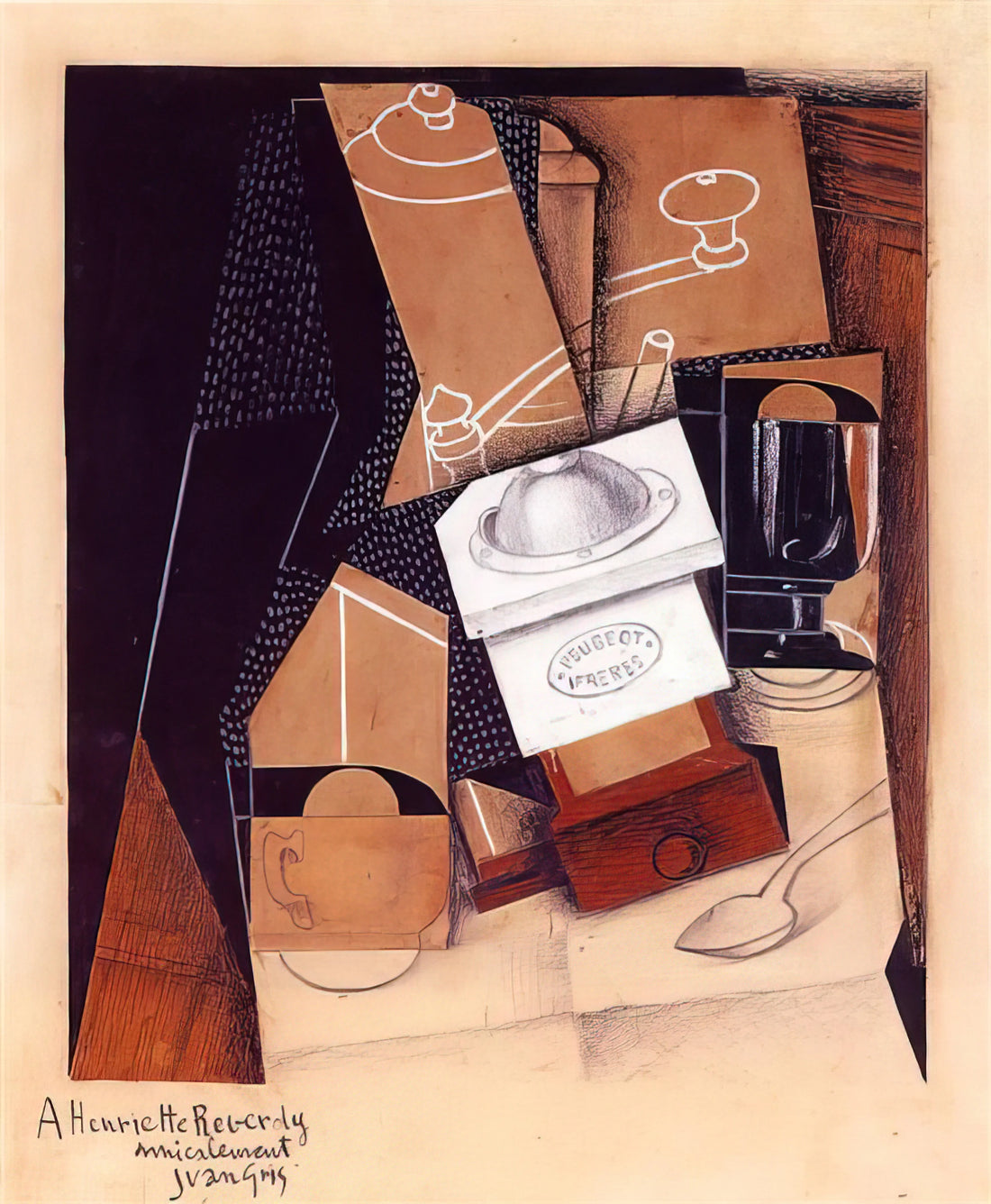 Juan Gris Print: A Curator's Guide to the Cubist Master's Legacy in Art Prints - THE COFFEE GRINDER 1916 by Juan Gris