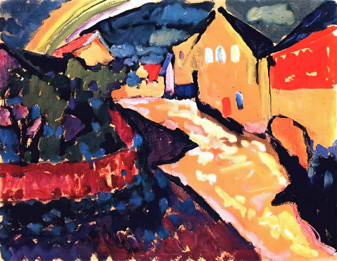 Kandinsky's First Abstract Painting: The Revolutionary Moment That Changed Art Forever - MURNAU WITH RAINBOW 1909 by Wassily Kandinsky