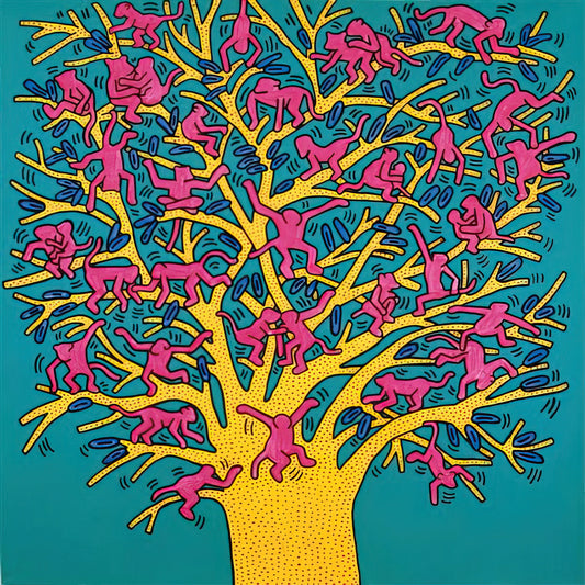 Keith Haring Poster 50x70: A Collector's Guide to Iconic Pop Art Prints - THE TREE OF MONKEYS by Keith Haring
