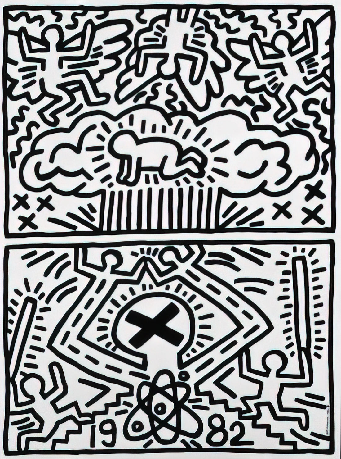 Keith Haring Three Lithographs: A Collector's Guide to Iconic Prints - ANTI NUCLEAR RALLY 1982 by Keith Haring