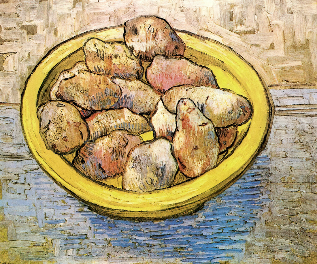 L'Allée des Alyscamps: Van Gogh's Vision of the Ancient Arles Necropolis - Still Life Potatoes in a Yellow Dish by Vincent van Gogh