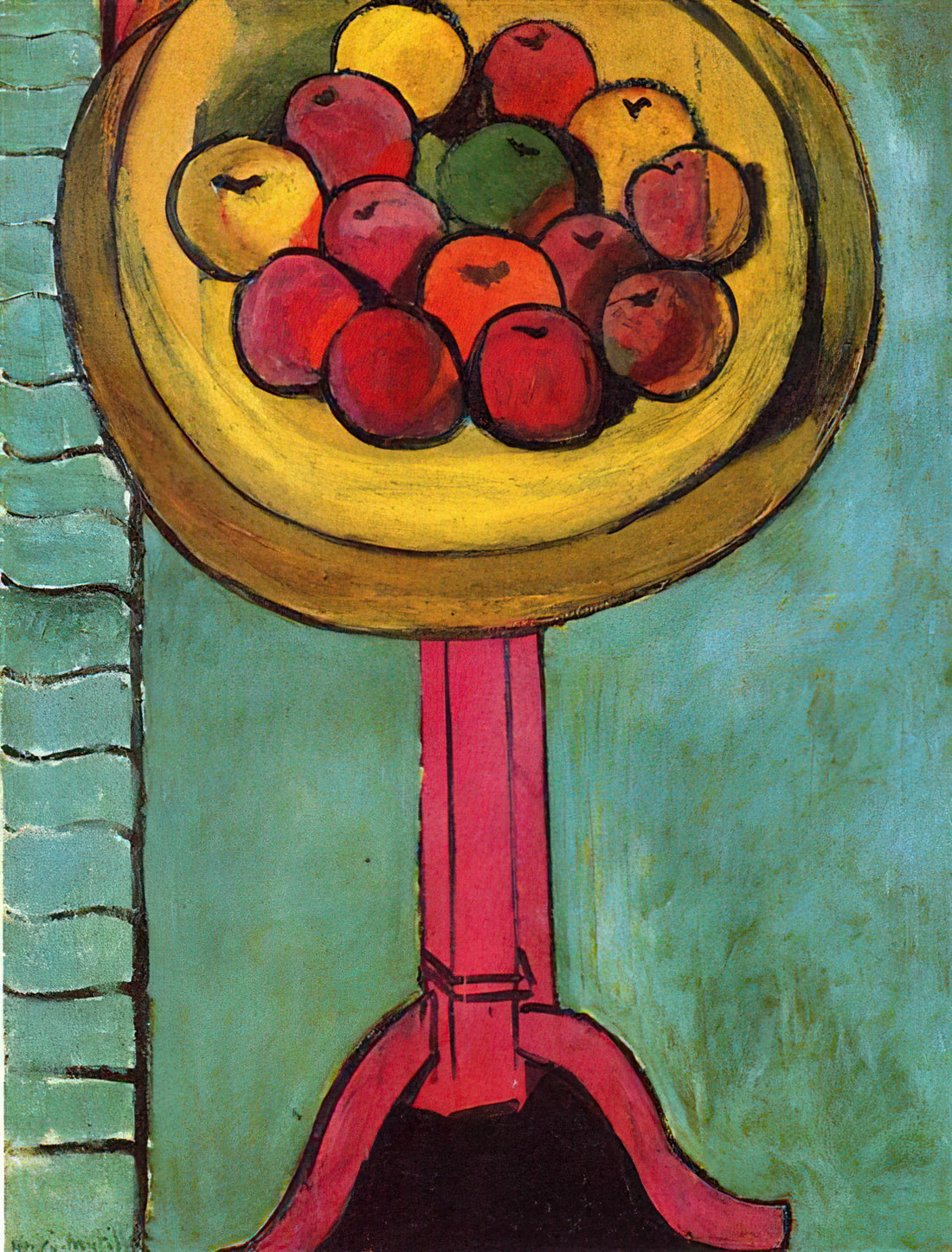 La Japonaise by Henri Matisse: A Masterpiece of Orientalism and Modernist Innovation - APPLES ON A TABLE GREEN BACKGROUND 1916 by Henri Matisse