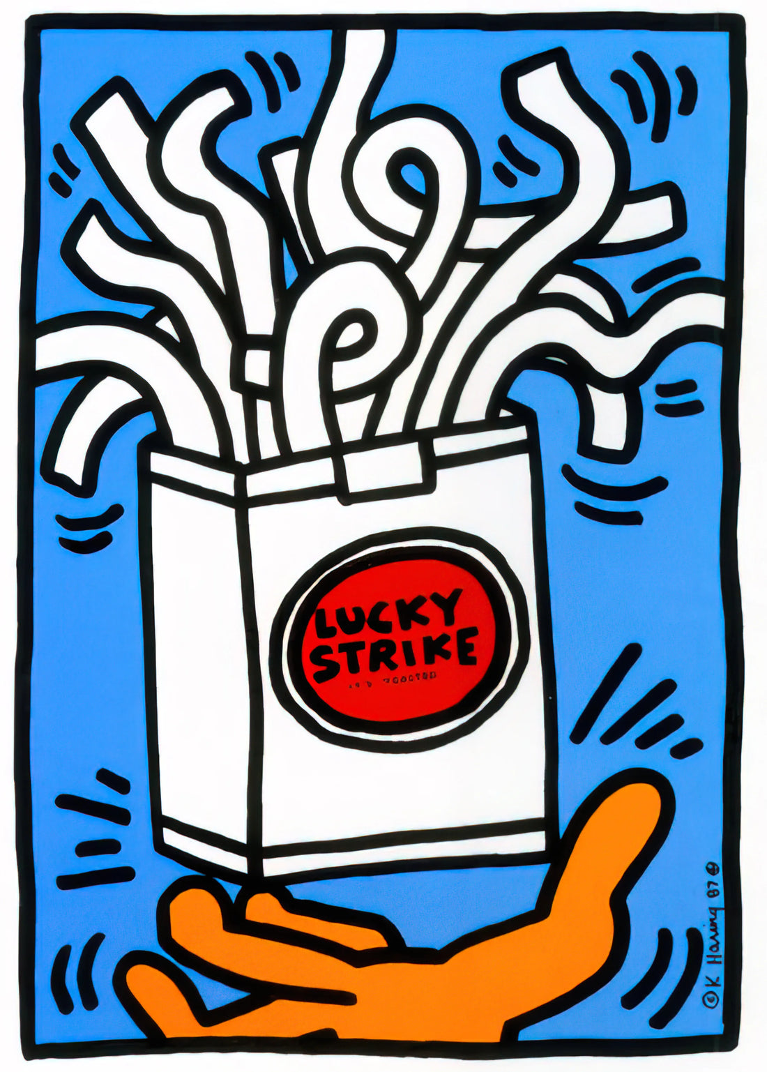 Large Keith Haring Print: A Collector's Guide to Iconic Street Art in Monumental Scale - LUCKY STRIKE 1987 by Keith Haring