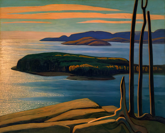Lawren Harris and the Northern Lake: A Journey into the Soul of Canadian Wilderness - Afternoon Sun, Lake Superior - 1924 by Lawren Harris