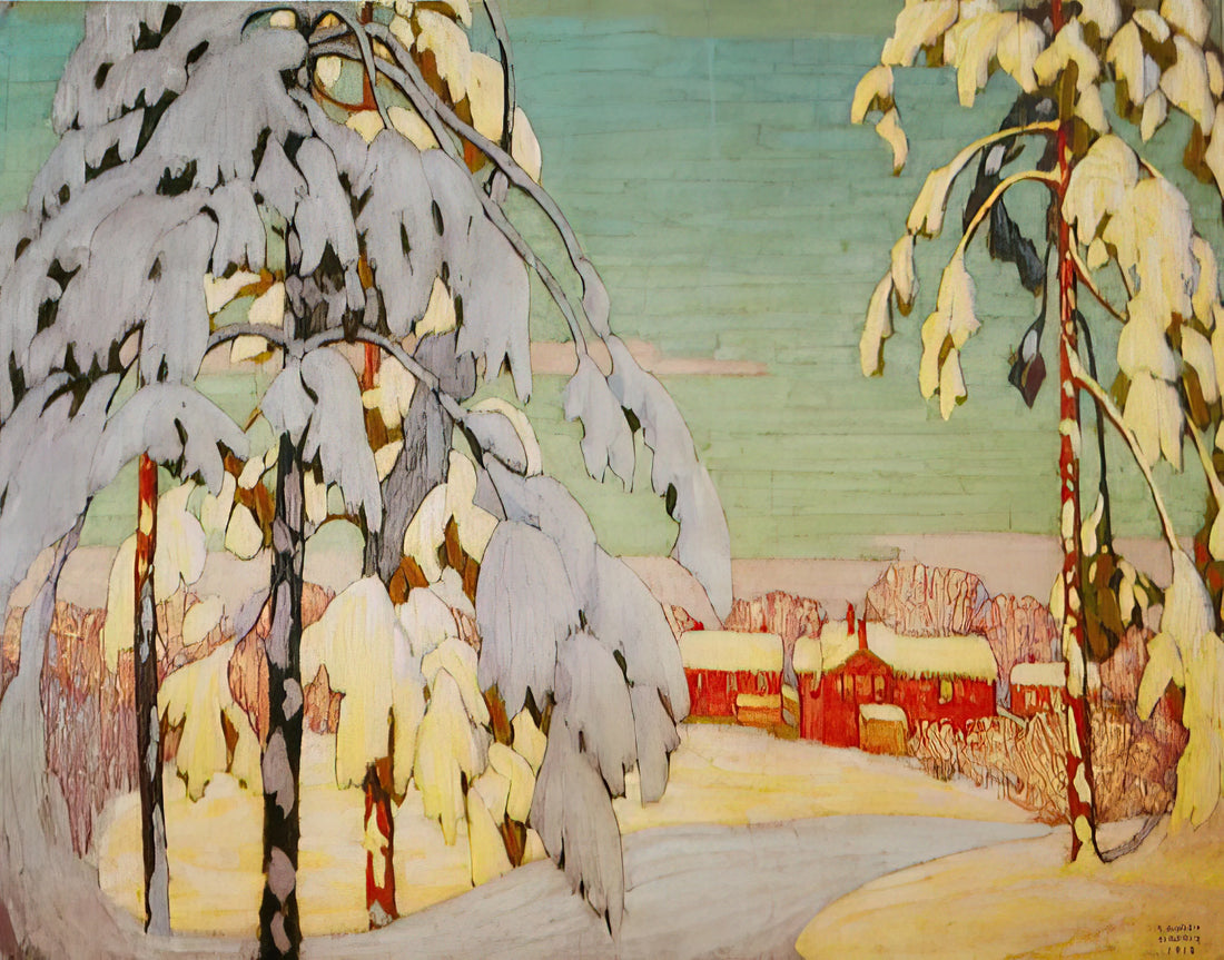 Lawren Harris for Sale: A Collector's Guide to Acquiring Canadian Modernist Masterpieces - Winter Landscape with Pink House - 1918 by Lawren Harris