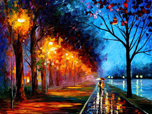 Leonid Afremov Autumn: A Symphony of Color and Emotion in Impressionist Art - Leonid Afremov by Leonid Afremov