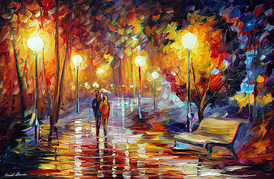 Leonid Afremov Bench: Exploring the Artist's Signature Urban Scenes and Palette Knife Mastery - Leonid Afremov by Leonid Afremov