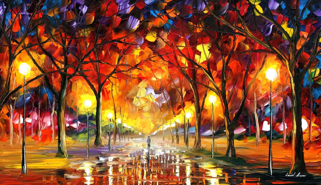 Leonid Afremov's "Couple Under One Umbrella": A Masterpiece of Color and Emotion - Leonid Afremov by Leonid Afremov
