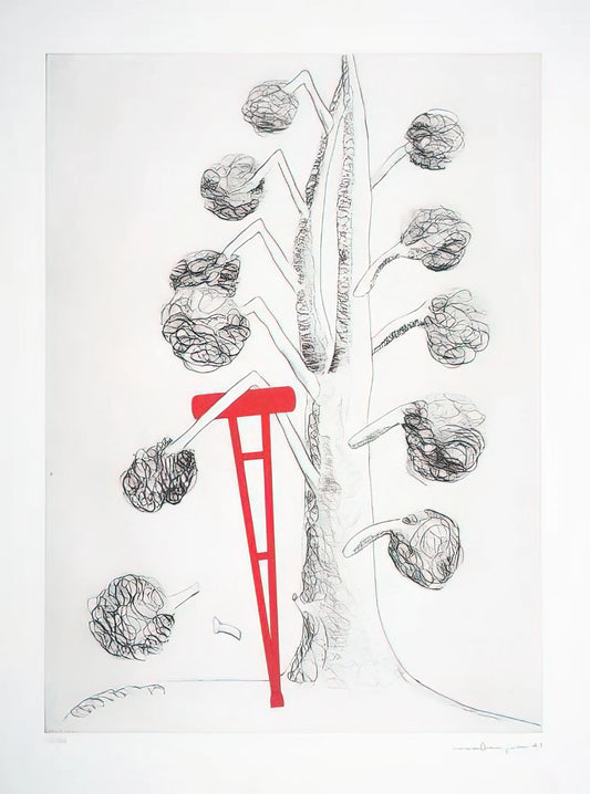 Louise Bourgeois at MoMA: Exploring the Psychological Depths of a Modern Master - TREE WITH RED CRUTCH 1998 by Louise Bourgeois
