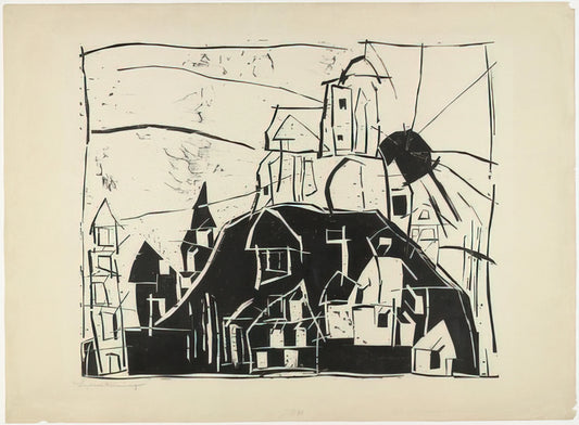 Lyonel Feininger and Clara Fürst: A Bauhaus Partnership in Art and Life - CITY ON THE MOUNTAIN STADT AUF DEM BERGE 1918 by Lyonel Feininger