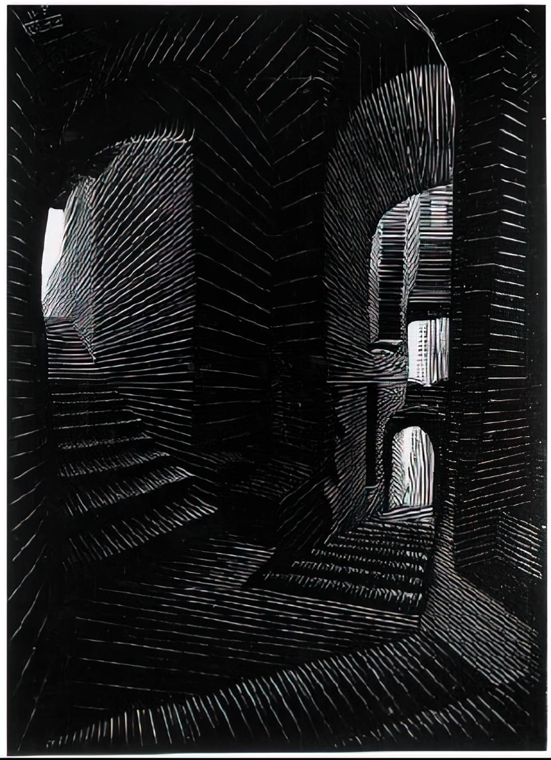 M.C. Escher Art Images: A Journey Through Impossible Worlds and Mathematical Beauty - COVERED ALLEY IN ATRANI by MC Escher
