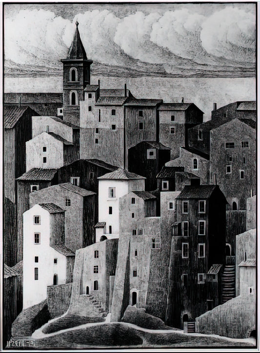 M.C. Escher Famous Works: A Journey Through Impossible Worlds - GENAZZANO ABRUZZI NOVEMBER 1929 1929 by MC Escher