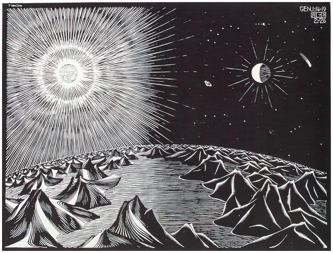 M.C. Escher Original: The Mind-Bending Genius Behind the Prints - THE 4TH DAY OF THE CREATION by MC Escher